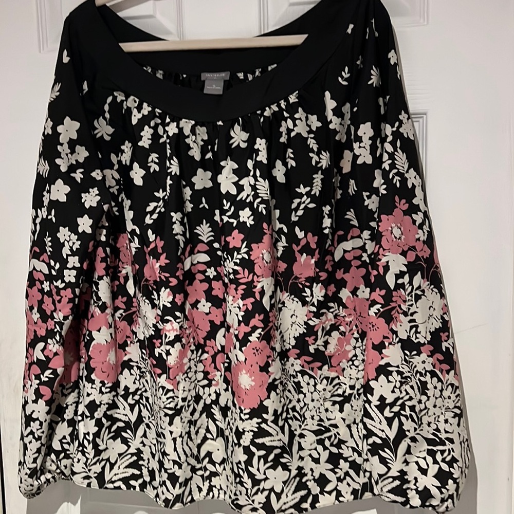 Womens long sleeve scoop neck sheer blouse